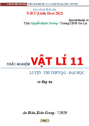 Trắc nghiệm Vật lý 11 - Luyện thi THPT Quốc gia và Đại học - Nguyễn Mạnh Trường